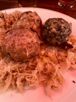 Canederli with Crauti at Rifugio Vajolet in Vigo Di Fassa