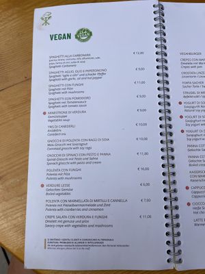 Vegan menu  at Rifugio Vajolet in Vigo Di Fassa