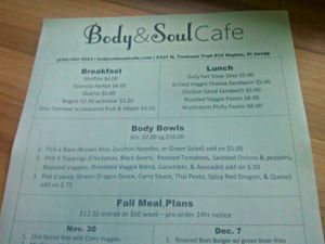 Their Daily Menu 
(In addition, you can also pre-order meals on their website since they offer different meal plan meals every week. A 24 hour notice is required.) at Body & Soul Healthy Meal Plans in Fort Myers
