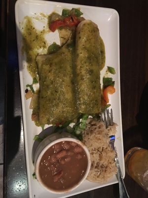 Veggie Enchiladas made vegan at Camino Real Kitchen and Tequila in Bakersfield