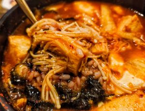 Soondubu Jjigae with rice at The Boneless Kitchen - 无骨厨房 in Central Singapore