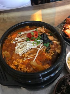Soondubu Jjigae- spicy tofu stew with egg at The Boneless Kitchen - 无骨厨房 in Central Singapore