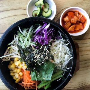 Bibimbap and 2 sides at The Boneless Kitchen - 无骨厨房 in Central Singapore