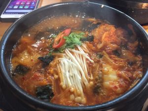 Kimchi stew with brown rice  at The Boneless Kitchen - 无骨厨房 in Central Singapore