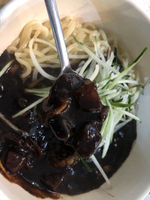 Jajiangmeon (black bean sauce noodles with zucchini strips)  at The Boneless Kitchen - 无骨厨房 in Central Singapore