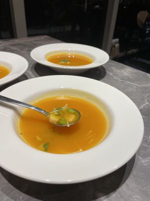 pumpkin soup  at elemen 元素 - Millenia Walk in Central Singapore