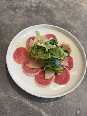 Watermelon radish and pear salad #Veganuary at elemen 元素 - Millenia Walk in Central Singapore