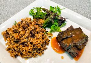 Blue flower tofu with black truffle wild rice at elemen 元素 - Millenia Walk in Central Singapore
