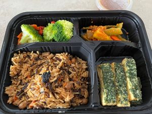 Kale tofu with black truffle rice. Remb to request no eggs for the fried rice  at elemen 元素 - Millenia Walk in Central Singapore