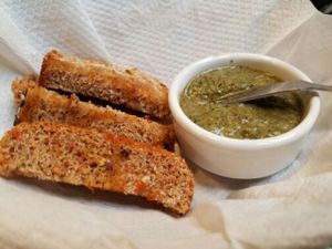 bread and pesto at Casa Munay in Buenos Aires