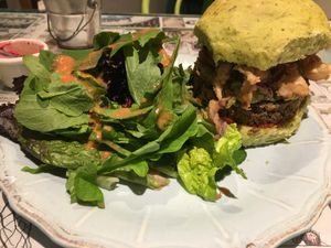 My vegan burger of the day at Casa Munay in Buenos Aires