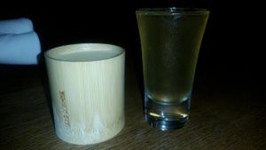 Zend with apple juice shot at Zend Conscious Lounge in Vancouver