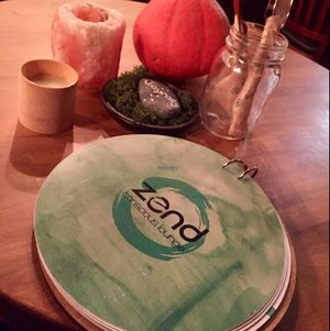 Kava and cool menu design at Zend Conscious Lounge in Vancouver