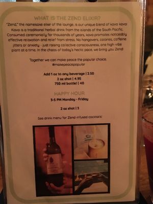 story behind zend elixir at Zend Conscious Lounge in Vancouver