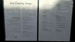 menu at Zend Conscious Lounge in Vancouver