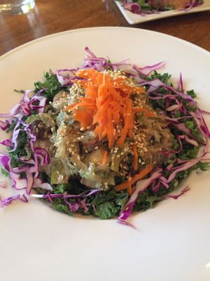 Thai glass noodle stir fry at Zend Conscious Lounge in Vancouver