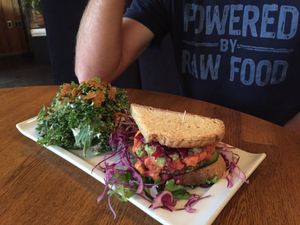 Gluten free burger  at Zend Conscious Lounge in Vancouver