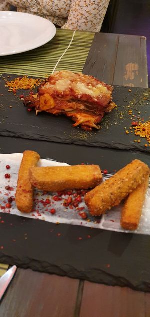 Tofu fritters and Parmigiano Melanzale at Cavoli Nostri in Naples