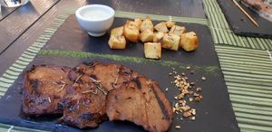 Seitan, potatoes and dip. at Cavoli Nostri in Naples