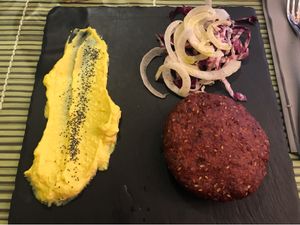 Quinoa and bean burger  at Cavoli Nostri in Naples