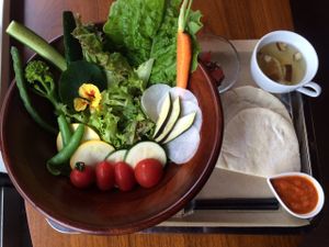 Organic and local veggie salad at Los Angeles in Kanazawa in Kanazawa