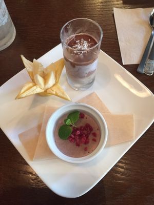 raw vegan choco banana cake/parfait(?) and raspberry cake! i believe the banana is organic too, which is quite a feat as i've never seen organic banana in japan.  at Los Angeles in Kanazawa in Kanazawa