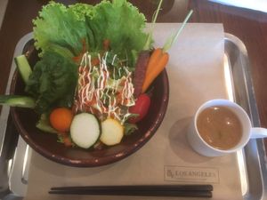 Salad and soup to start. at Los Angeles in Kanazawa in Kanazawa