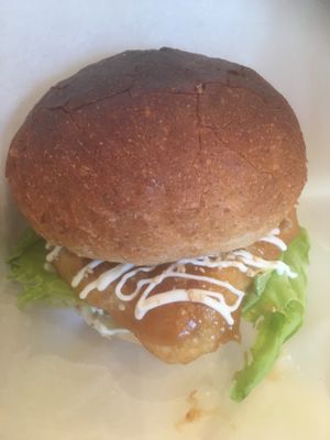 The “chicken” burger, with delicious sauce! at Los Angeles in Kanazawa in Kanazawa