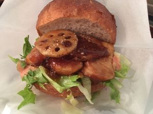 BBQ tempeh burger. at Los Angeles in Kanazawa in Kanazawa