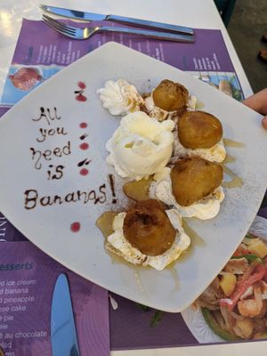 Fried bananas 🍌😜 at Beijing to Bali in Crete