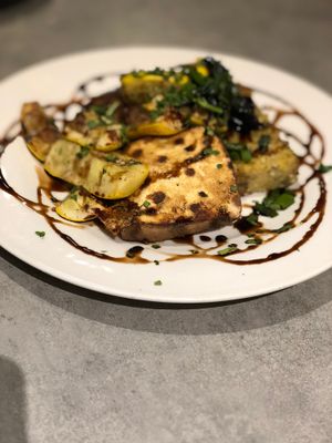Smoked tofu and polenta at Sammy T's in Fredericksburg