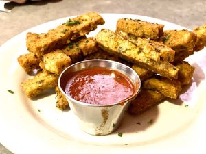 Try the jalapeño fries - vegan and amazing at Sammy T's in Fredericksburg