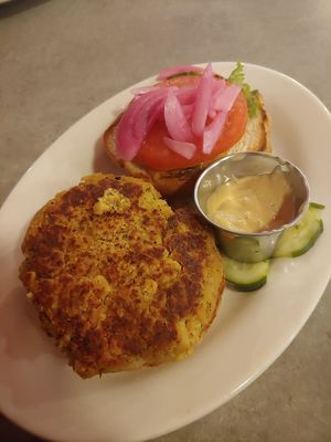 Bean and grain burger at Sammy T's in Fredericksburg