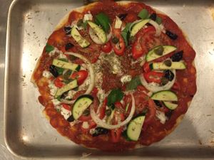 hand made, organic, vegan Pizza... yum! at Cafe Sketch in Cheddar