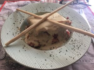 Lasaña vegana at The V Factor in Lanzarote