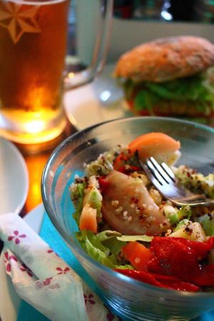 Beer and all vegan tasty food! at The V Factor in Lanzarote