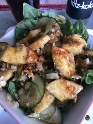 Vorspeise: Salat mit Spinat und Apfel   at The V Factor in Lanzarote