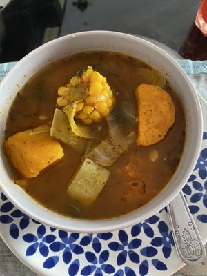 Soup of the day with tasty vegetables   at The V Factor in Lanzarote