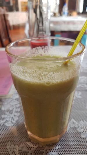 Apple, pear, kiwi freshly squeezed juice at The V Factor in Lanzarote