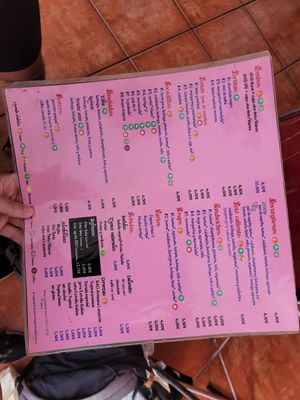 Menu (they also have newer versions that you can find on QR codes) at The V Factor in Lanzarote