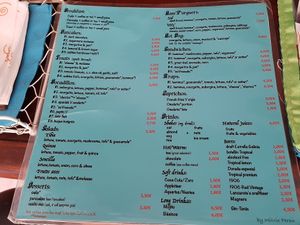 English menu at The V Factor in Lanzarote