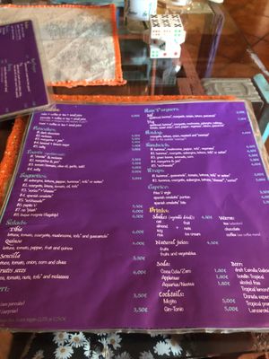 Menu at The V Factor in Lanzarote