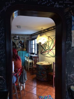 Through the arch at The V Factor in Lanzarote