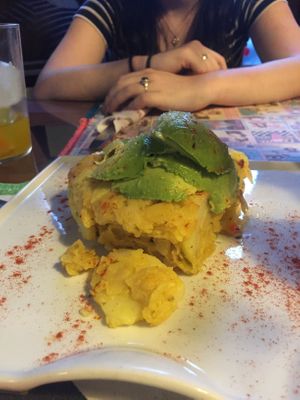 We shared a Spanish omelette for starters  at The V Factor in Lanzarote