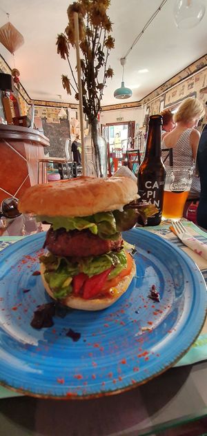 Vegan Big Burger (Amazing) at The V Factor in Lanzarote