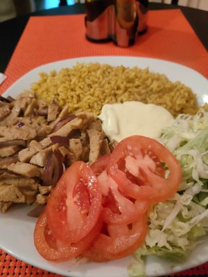 Seitan kebab dish at Bonta e Sapore in Turin