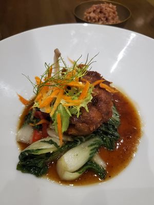 Pom pom mushroom steak! Hearty and rich. The fennel is a wonderful compliment to the sweet flavor. at Herban Fix Vegan Kitchen in Atlanta