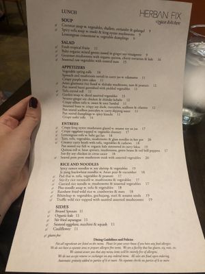 Menu at Herban Fix Vegan Kitchen in Atlanta