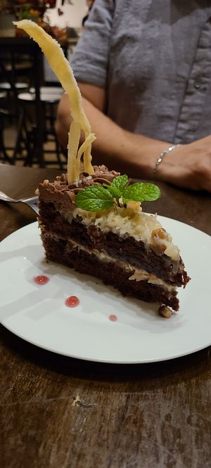 German chocolate cake at Herban Fix Vegan Kitchen in Atlanta
