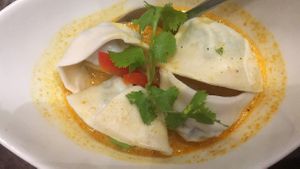 sweet pea ravioli - delish! at Herban Fix Vegan Kitchen in Atlanta